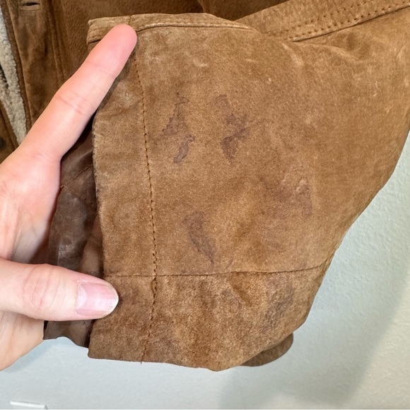 VTG LP Uomo Leather Sherpa Lined Suede Jacket Men Large Tan Western Barn Chore - Picture 14 of 14